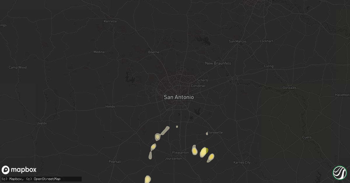 Hail map in San Antonio, TX on September 25, 2015