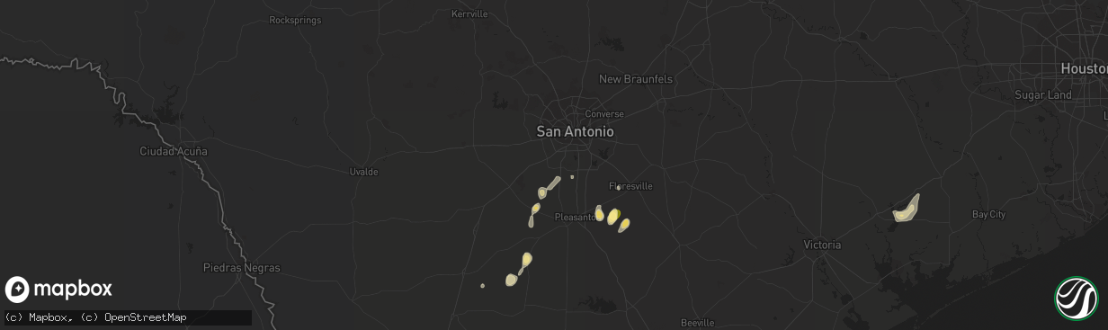 Hail map in Von Ormy, TX on September 25, 2015