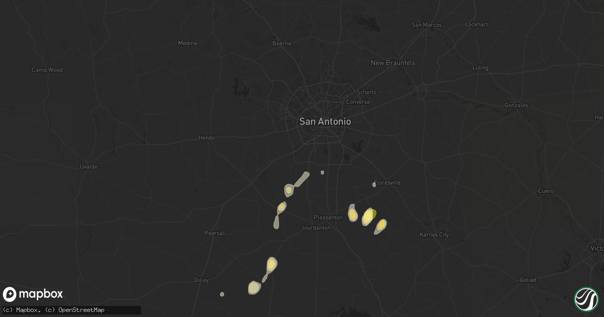 Hail map in Von Ormy, TX on September 25, 2015
