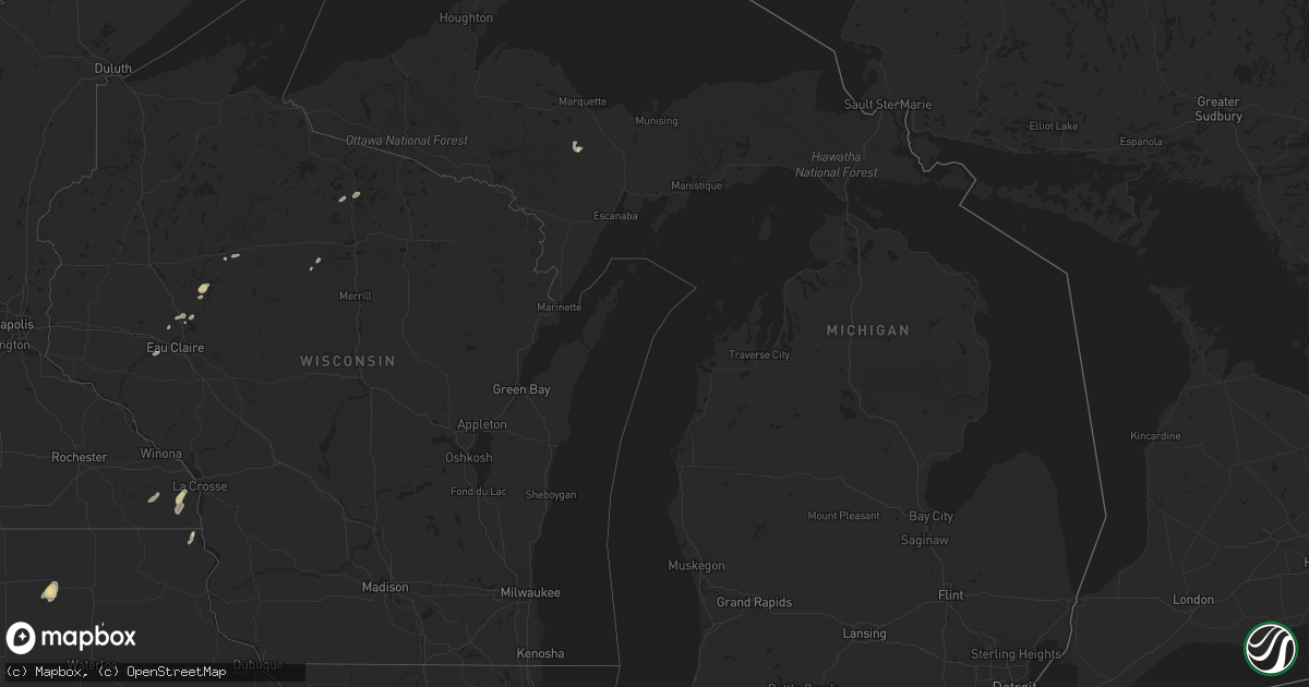 Hail map in Michigan on September 25, 2017