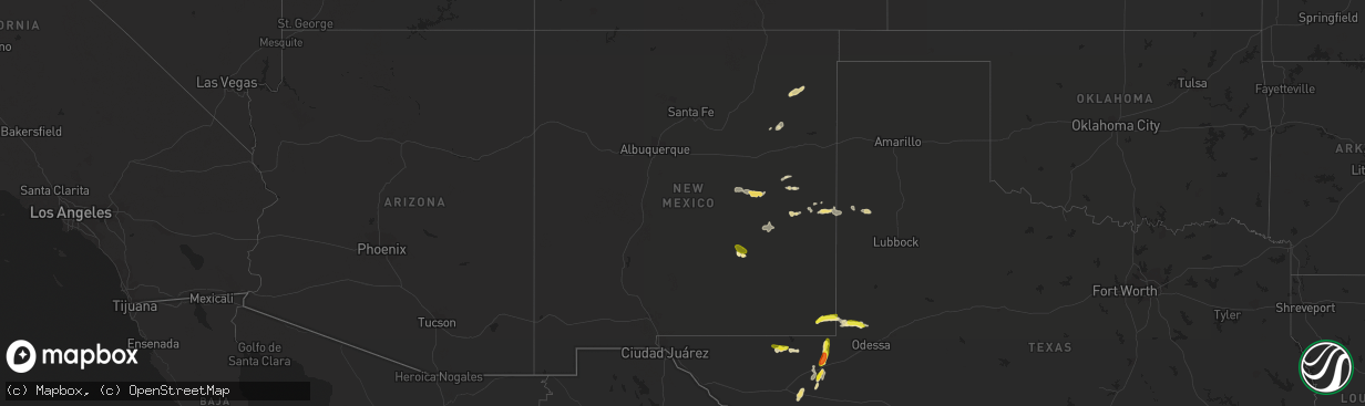 Hail map in New Mexico on September 25, 2017