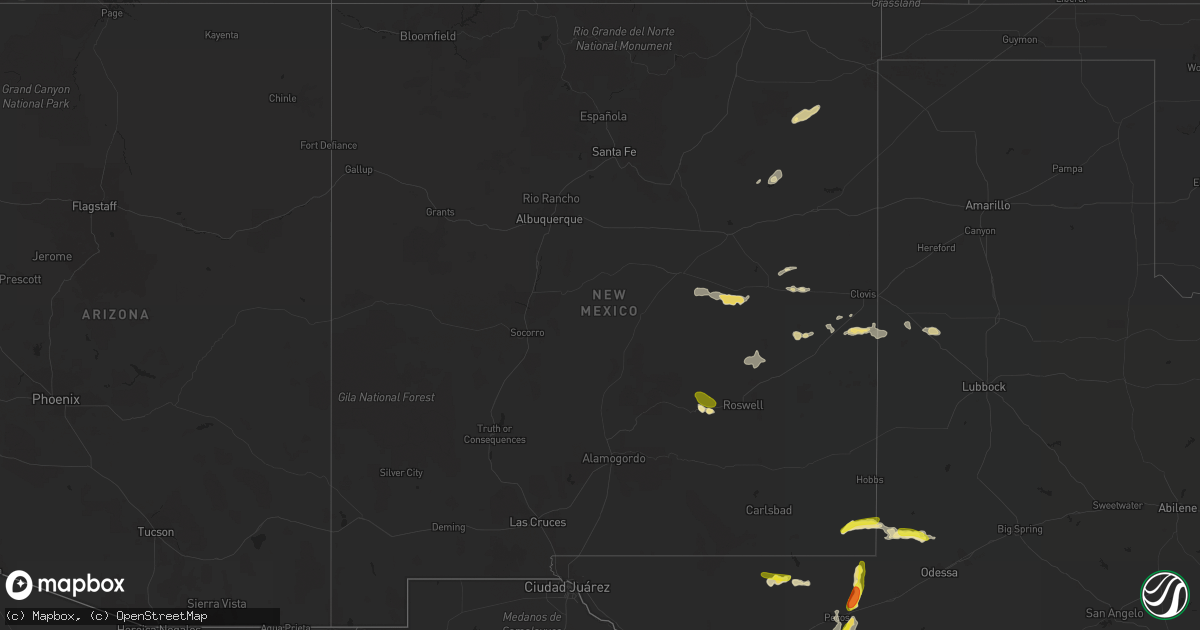 Hail map in New Mexico on September 25, 2017
