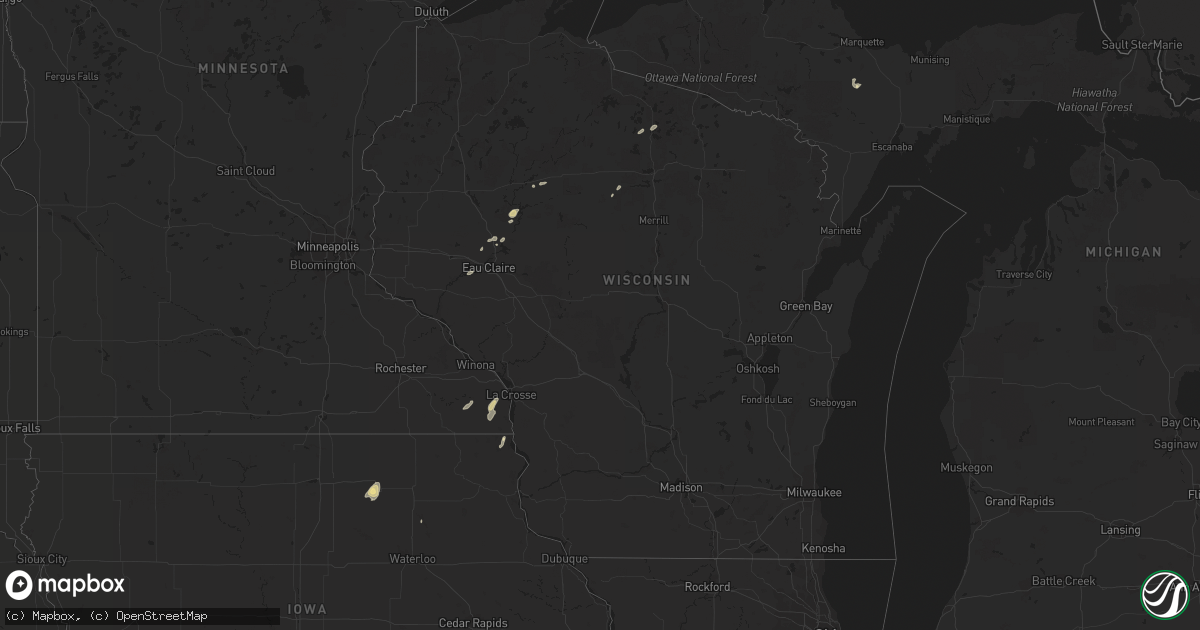 Hail map in Wisconsin on September 25, 2017