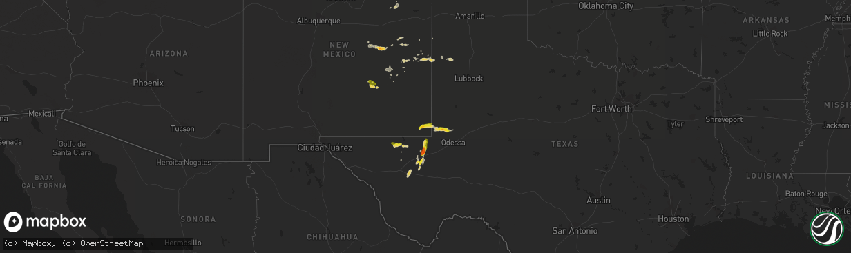 Hail map on September 25, 2017