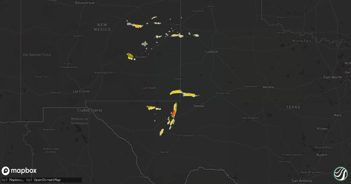 Hail map on September 25, 2017