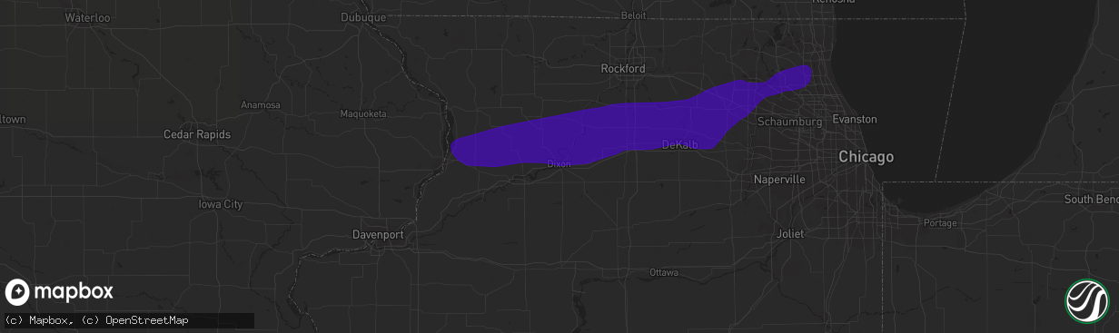 Hail map in Dixon, IL on September 25, 2018