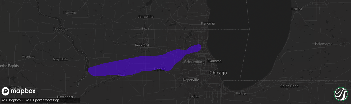 Hail map in Huntley, IL on September 25, 2018