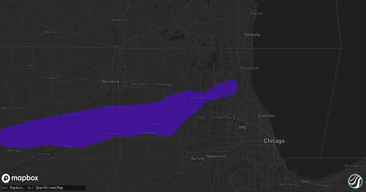 Hail map in Huntley, IL on September 25, 2018