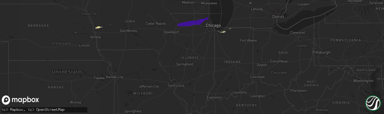 Hail map in Illinois on September 25, 2018