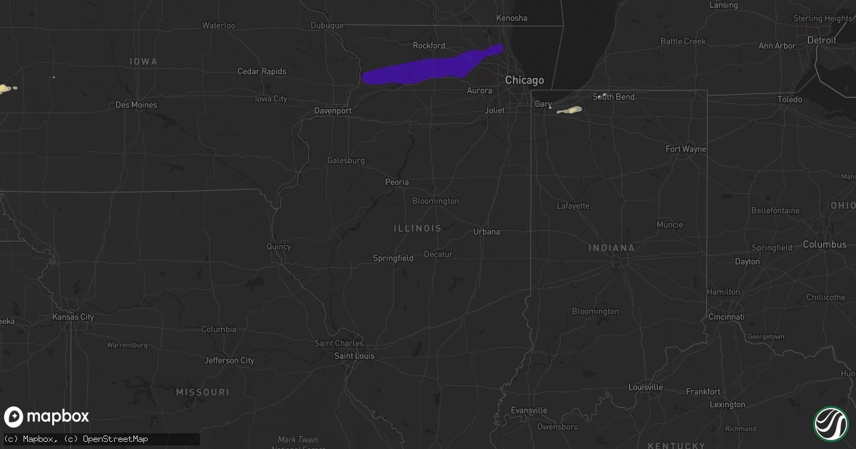 Hail map in Illinois on September 25, 2018