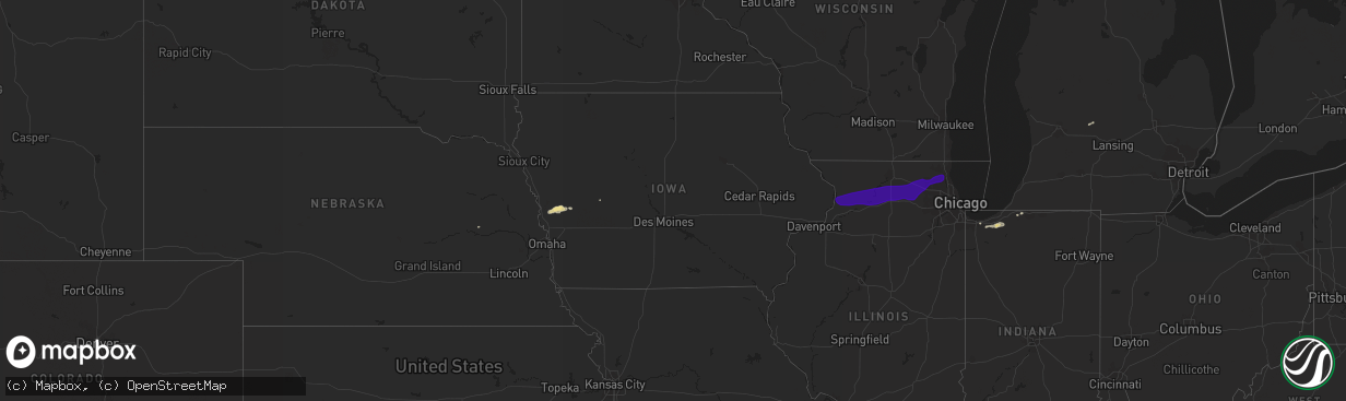 Hail map in Iowa on September 25, 2018