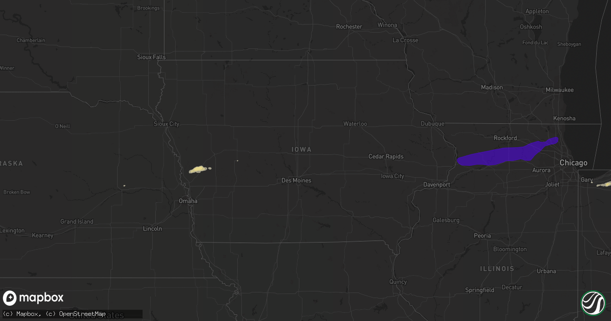 Hail map in Iowa on September 25, 2018