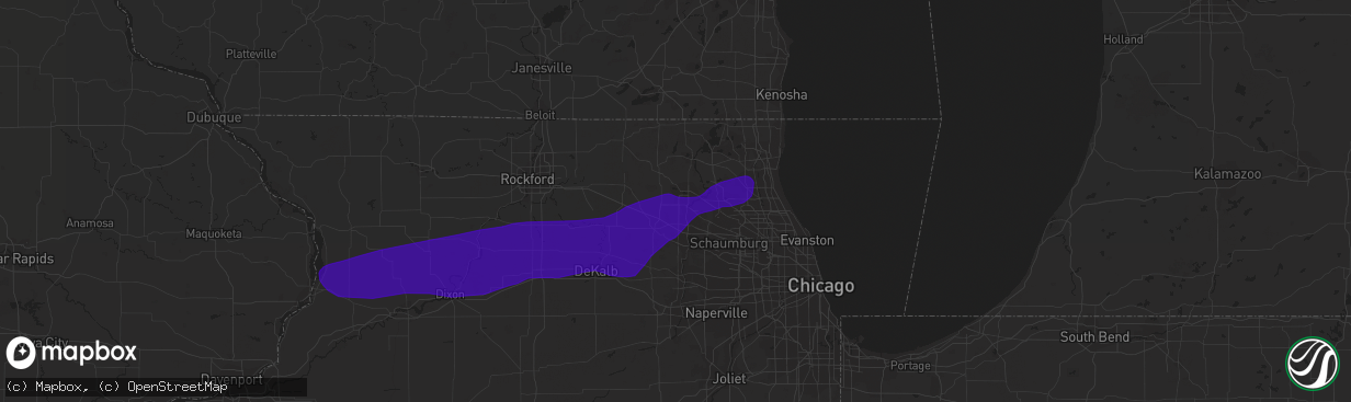 Hail map in Lake In The Hills, IL on September 25, 2018