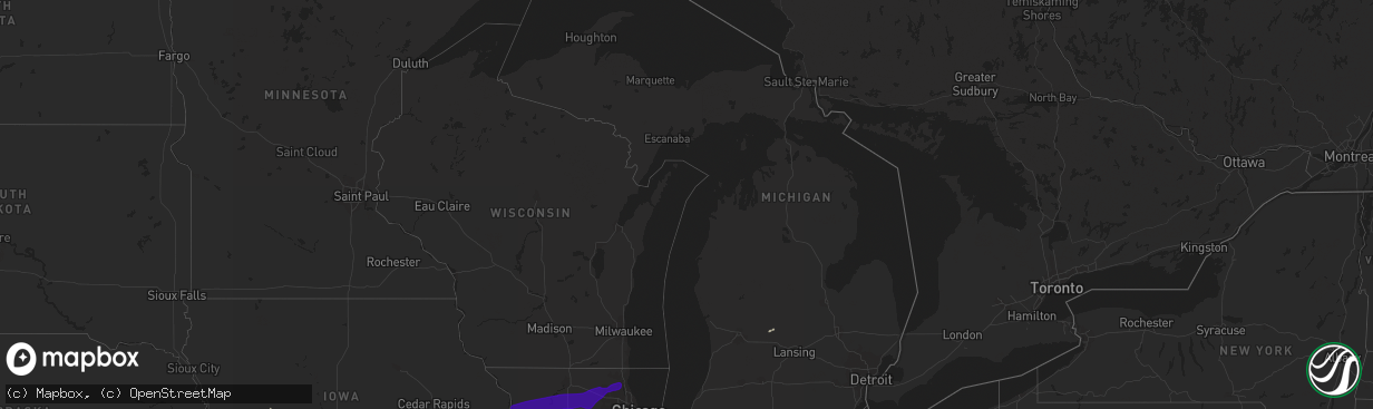 Hail map in Michigan on September 25, 2018