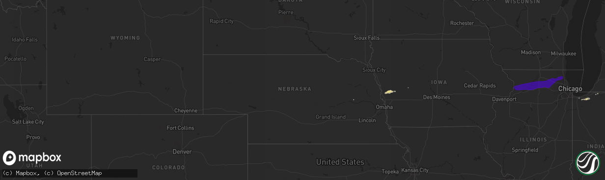 Hail map in Nebraska on September 25, 2018