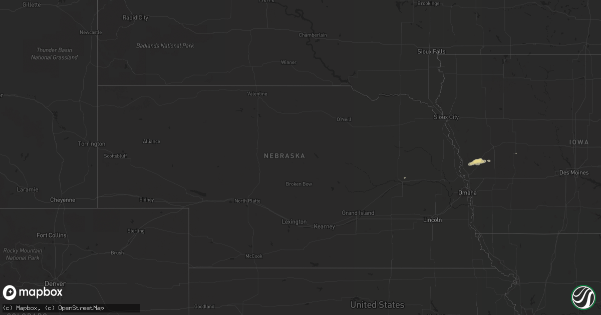 Hail map in Nebraska on September 25, 2018
