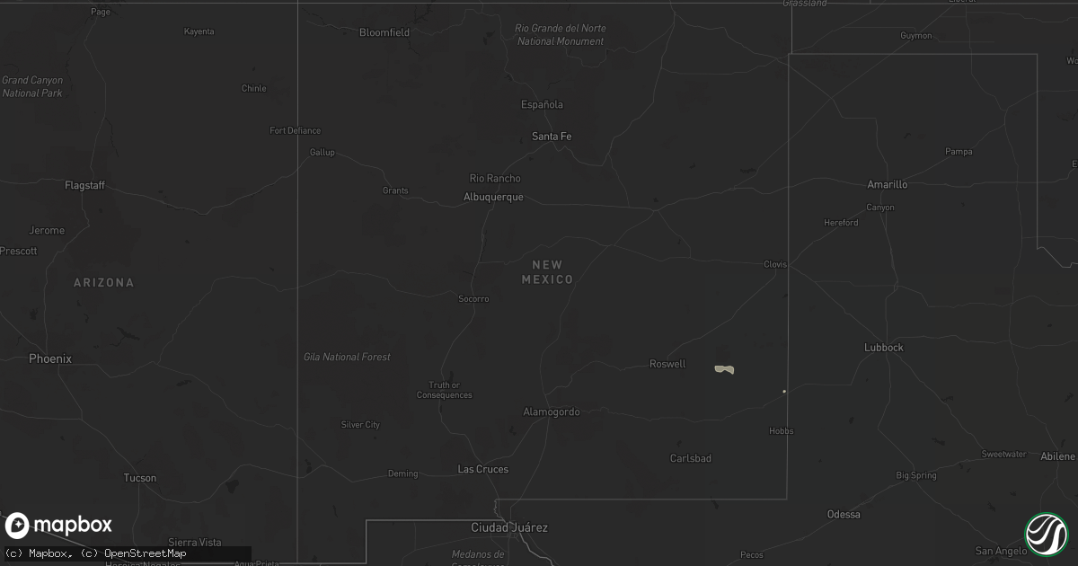 Hail map in New Mexico on September 25, 2018