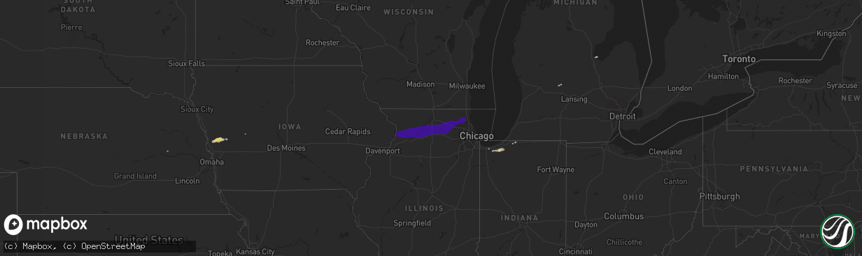 Hail map on September 25, 2018