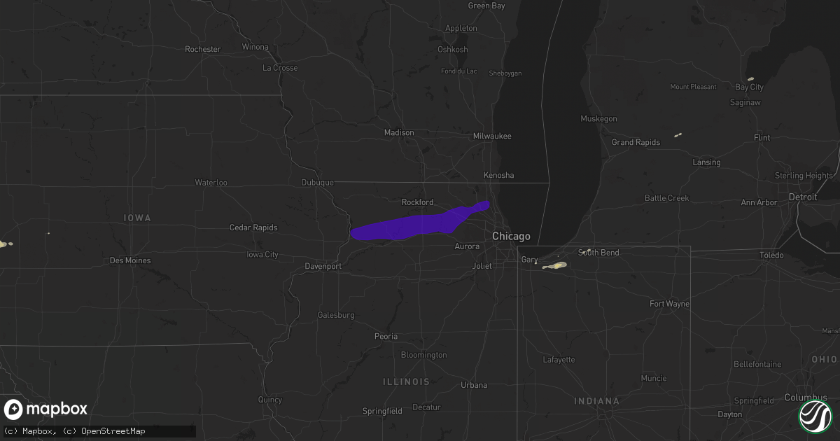 Hail map on September 25, 2018