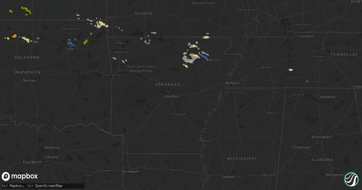 Hail map in Arkansas on September 25, 2019