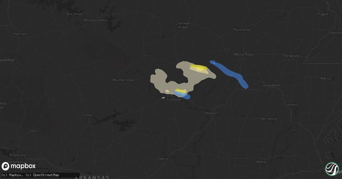 Hail map in Batesville, AR on September 25, 2019