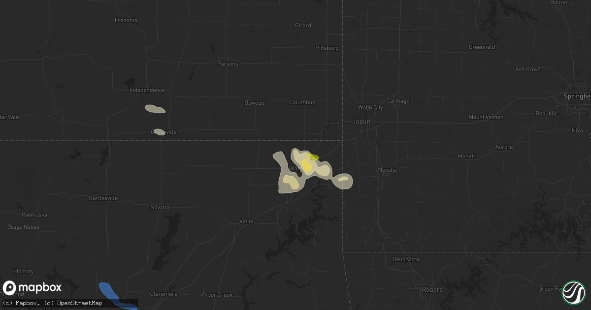 Hail map in Commerce, OK on September 25, 2019