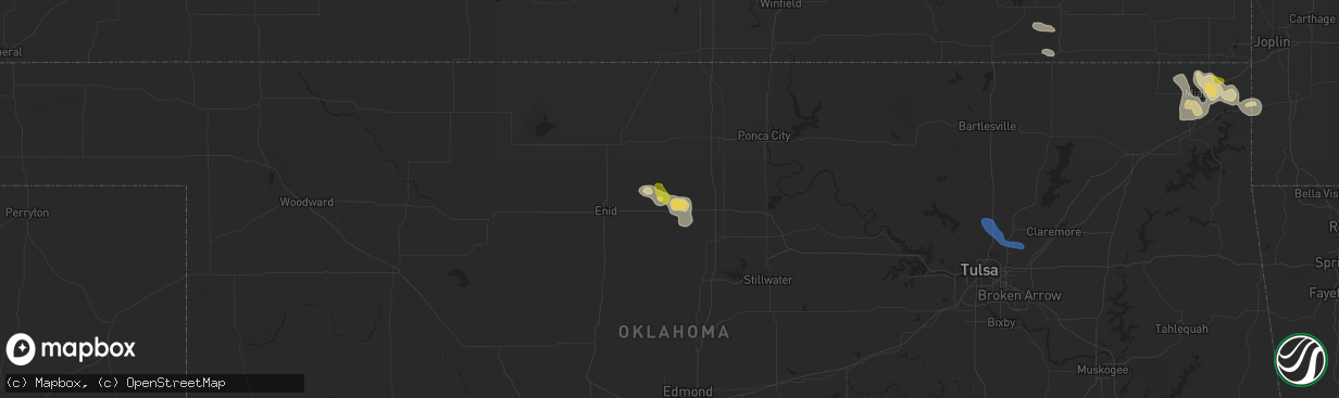 Hail map in Garber, OK on September 25, 2019