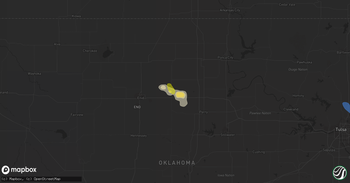 Hail map in Garber, OK on September 25, 2019
