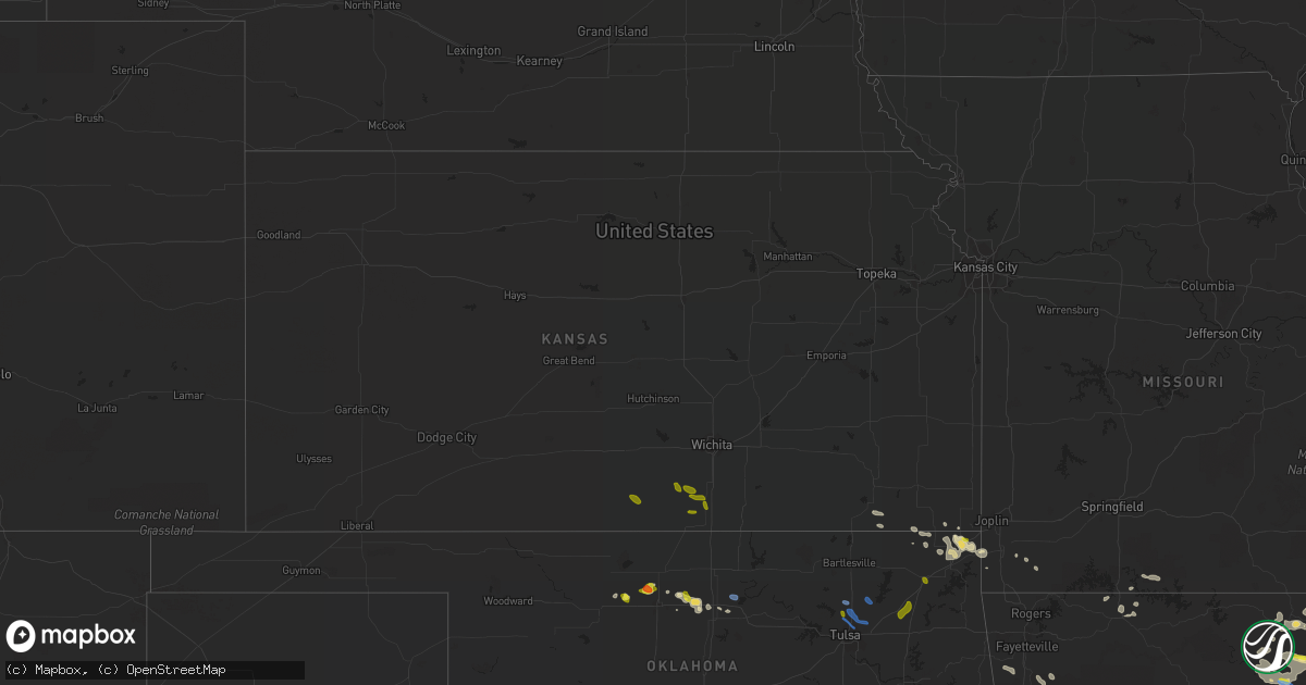 Hail map in Kansas on September 25, 2019