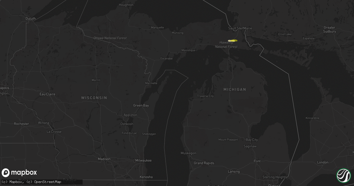 Hail map in Michigan on September 25, 2019