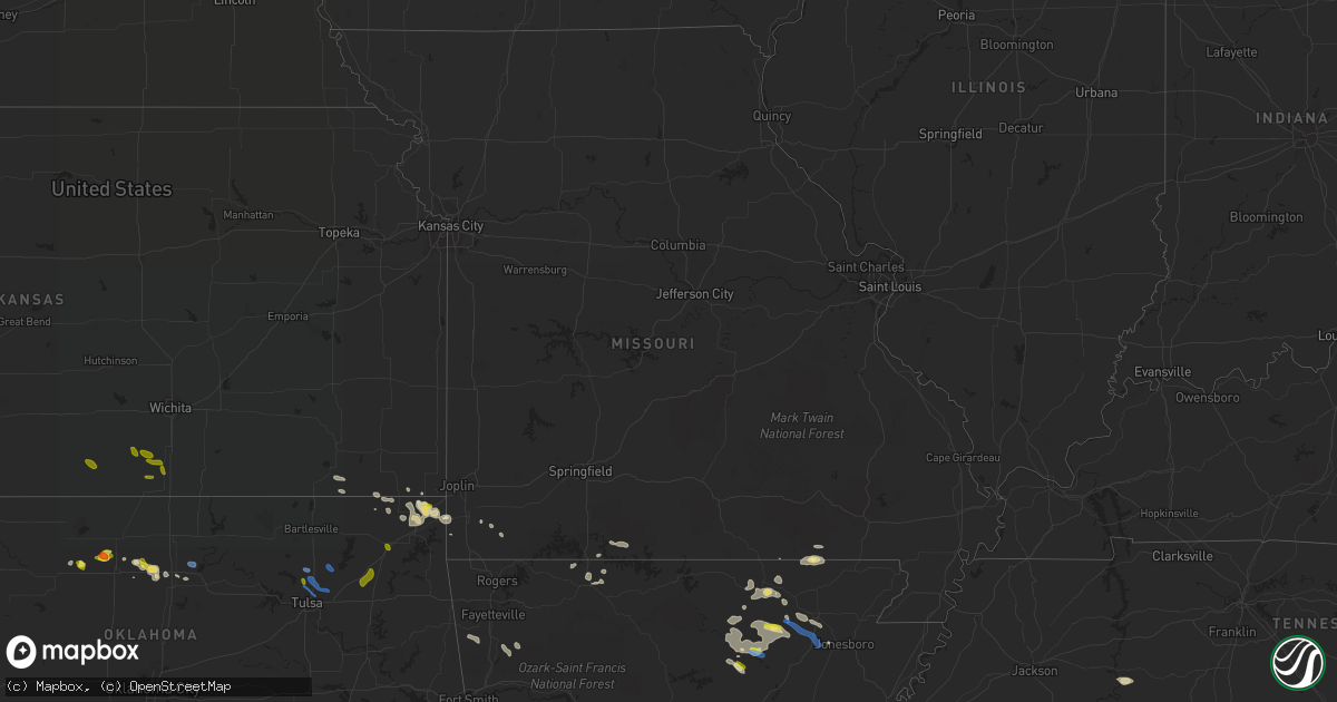 Hail map in Missouri on September 25, 2019