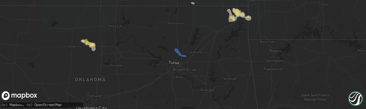 Hail map in Owasso, OK on September 25, 2019