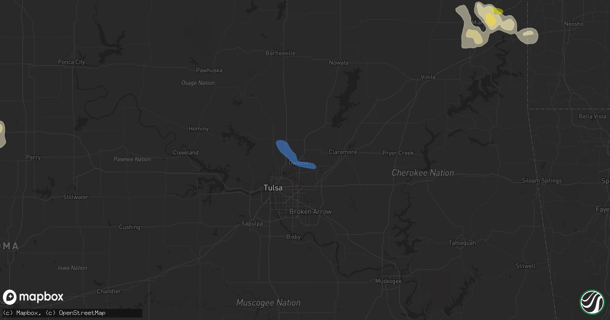 Hail map in Owasso, OK on September 25, 2019