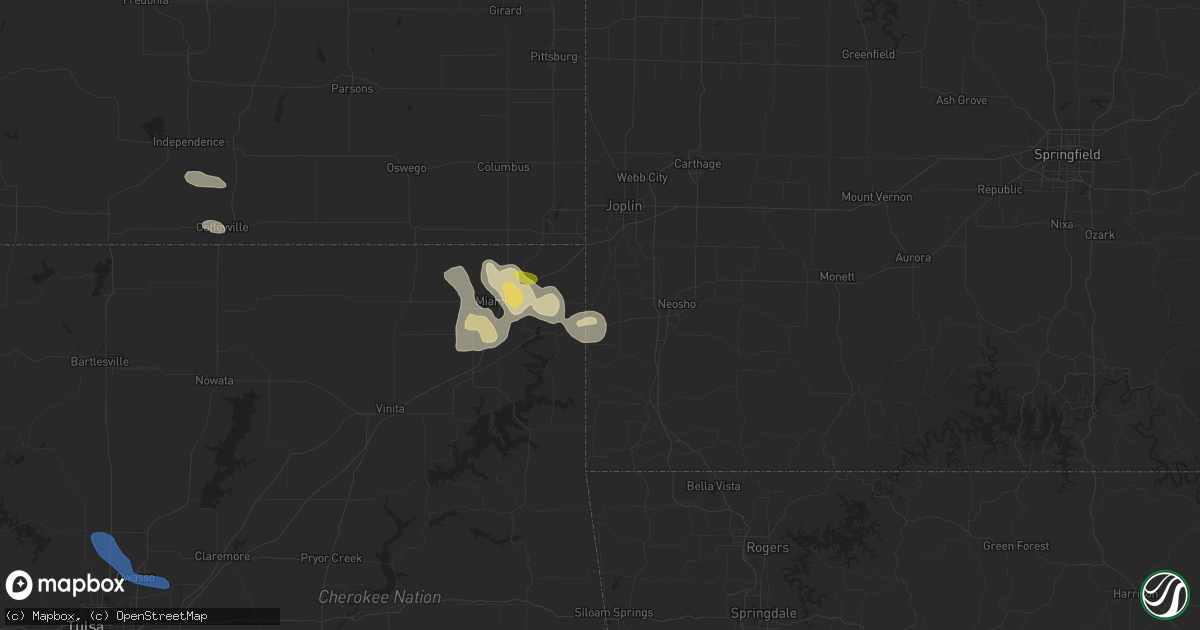 Hail map in Seneca, MO on September 25, 2019