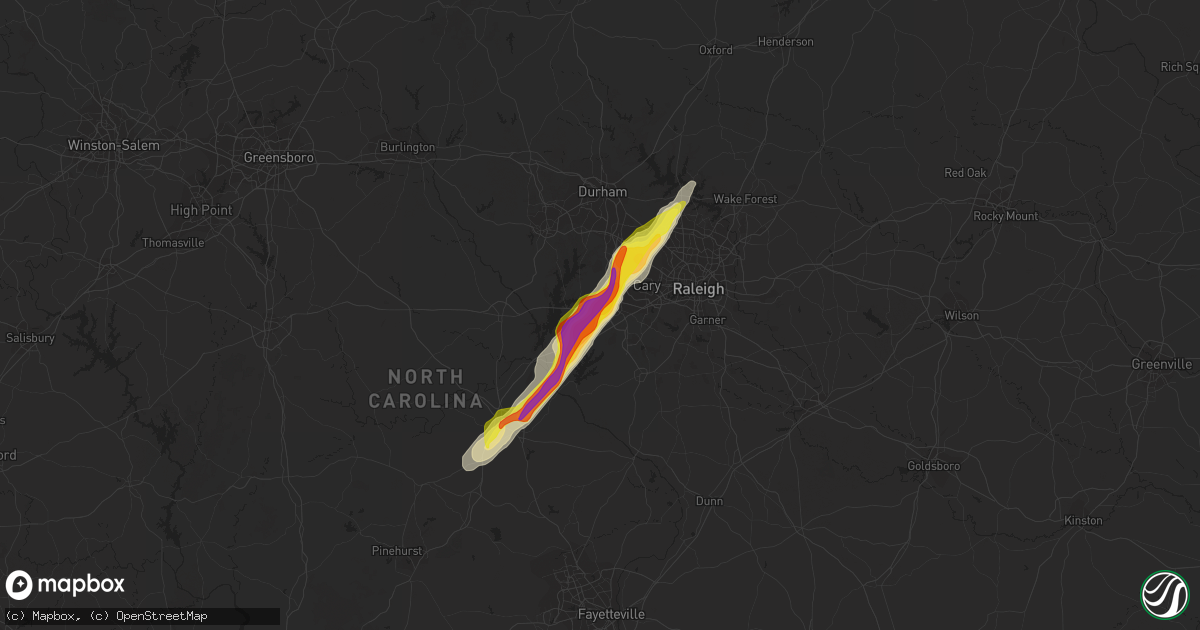 Hail map in Apex, NC on September 25, 2020