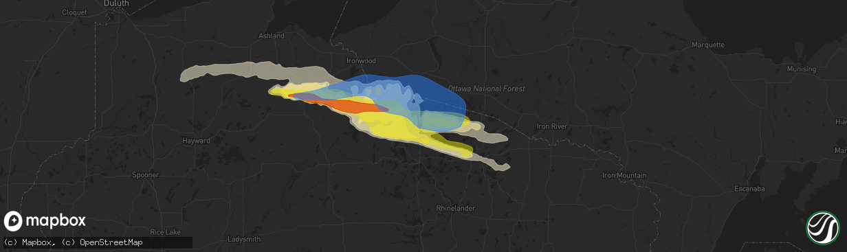 Hail map in Boulder Junction, WI on September 25, 2020