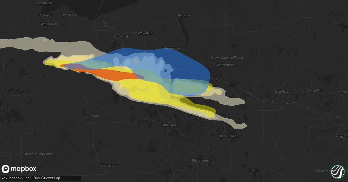 Hail map in Boulder Junction, WI on September 25, 2020
