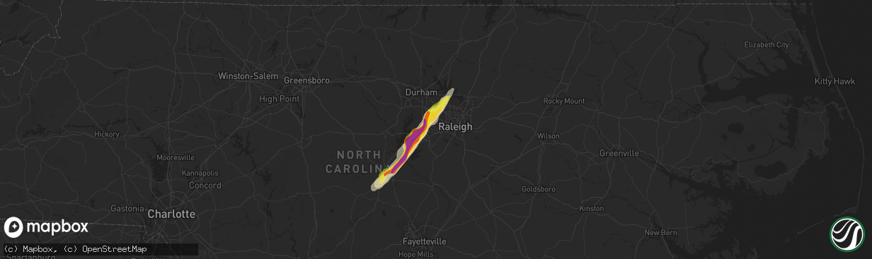 Hail map in Cary, NC on September 25, 2020