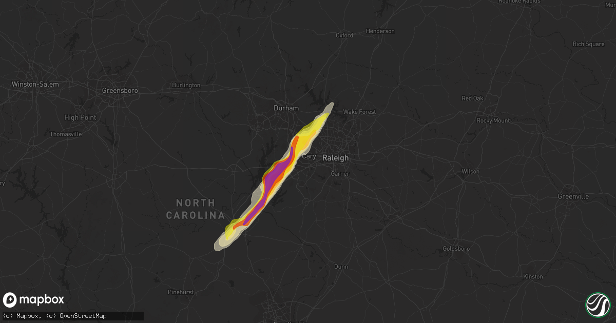 Hail map in Cary, NC on September 25, 2020