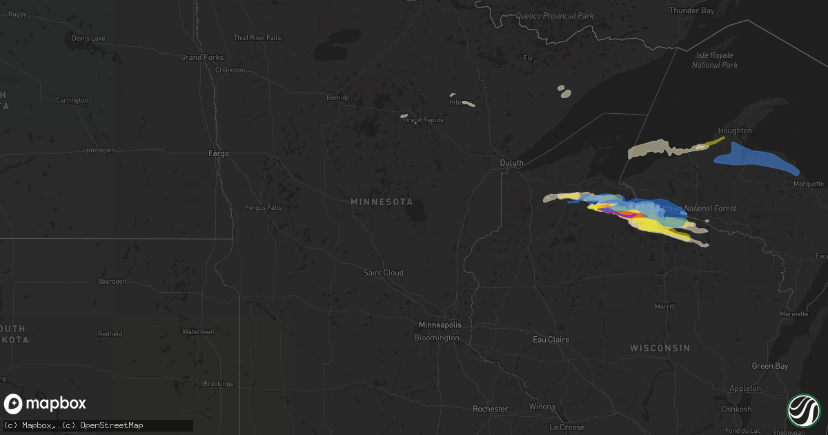 Hail map in Minnesota on September 25, 2020