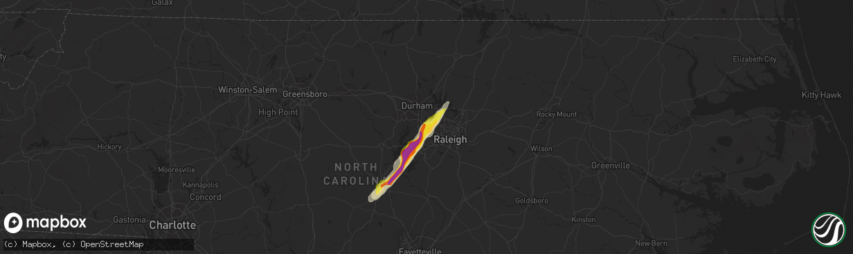 Hail map in Morrisville, NC on September 25, 2020