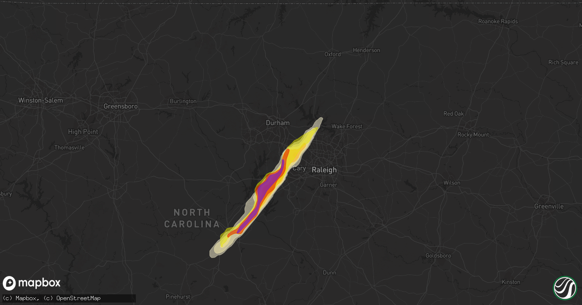 Hail map in Morrisville, NC on September 25, 2020