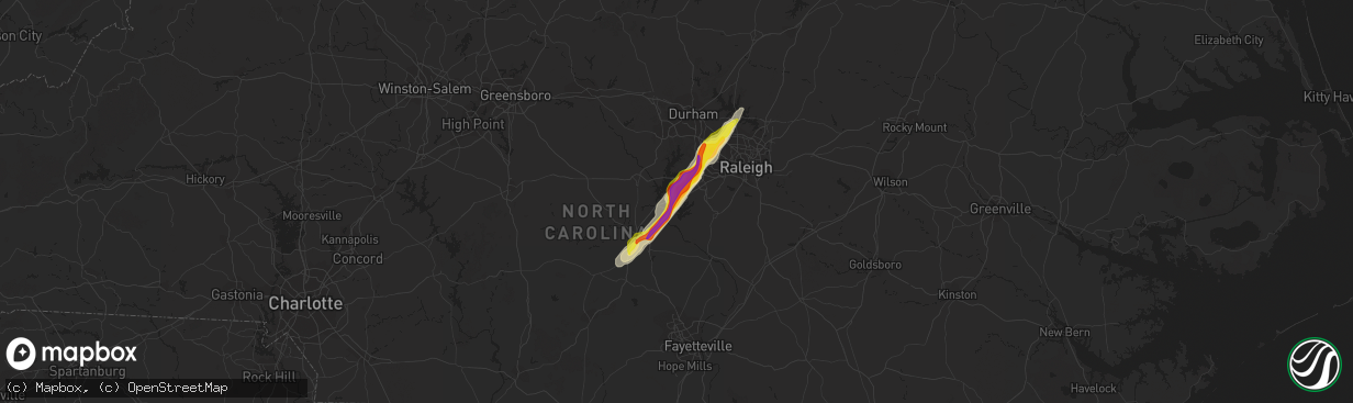 Hail map in New Hill, NC on September 25, 2020