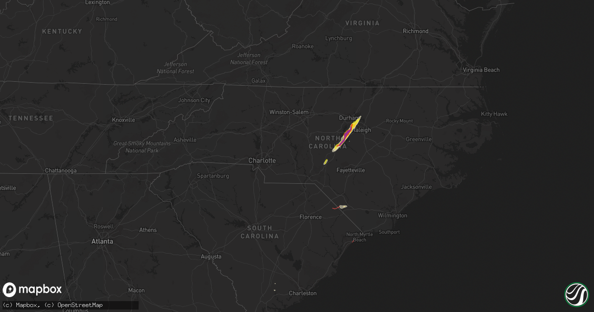 Hail map in North Carolina on September 25, 2020
