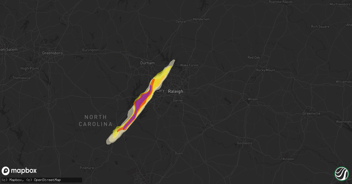 Hail map in Raleigh, NC on September 25, 2020