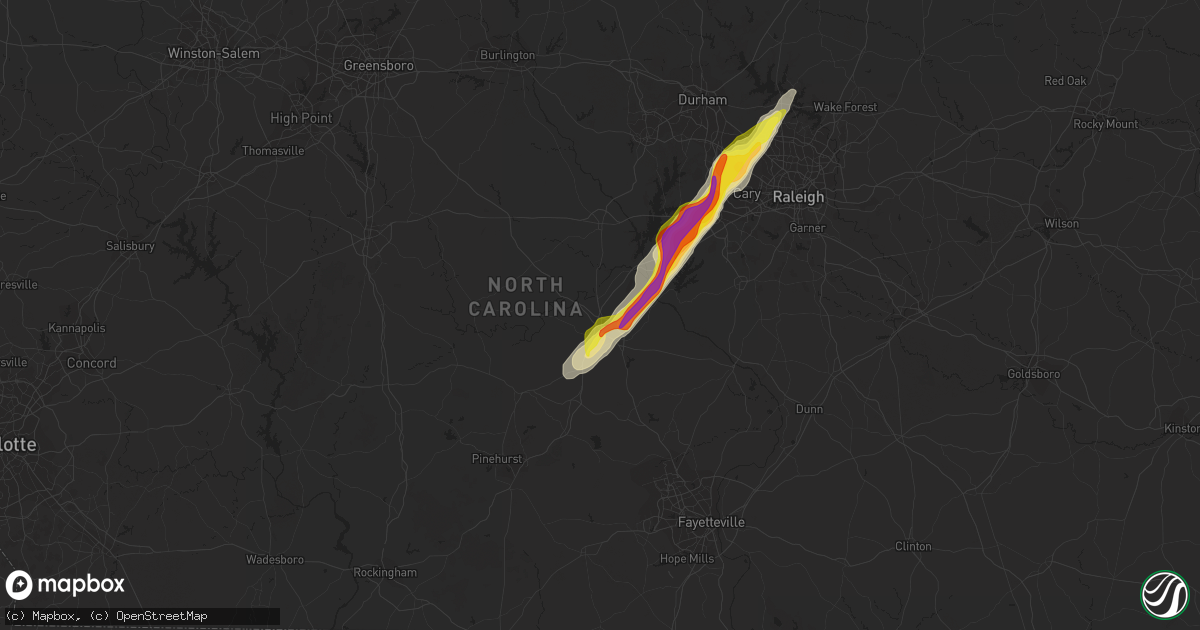 Hail map in Sanford, NC on September 25, 2020