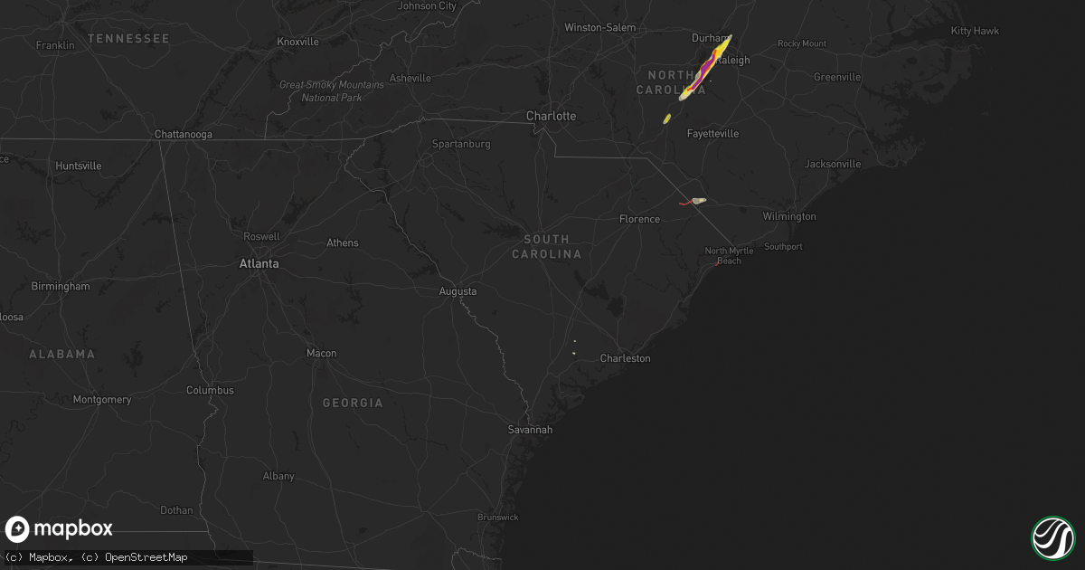 Hail map in South Carolina on September 25, 2020