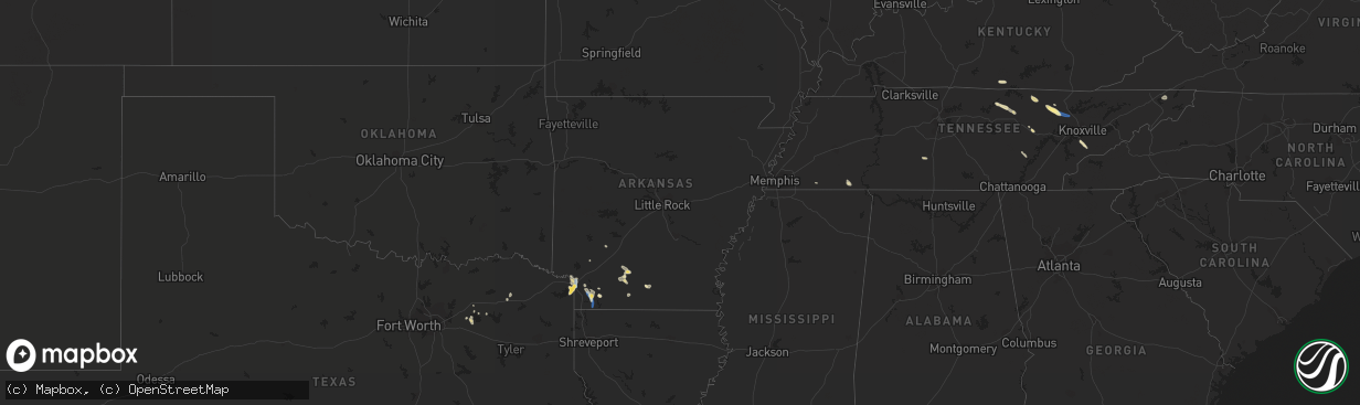 Hail map in Arkansas on September 25, 2022
