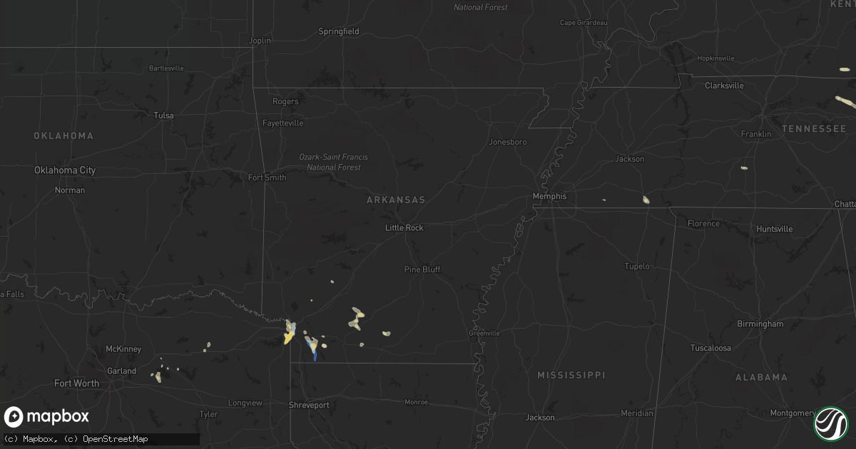 Hail map in Arkansas on September 25, 2022