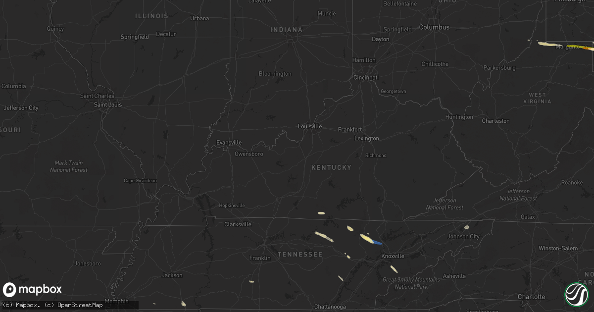 Hail map in Kentucky on September 25, 2022